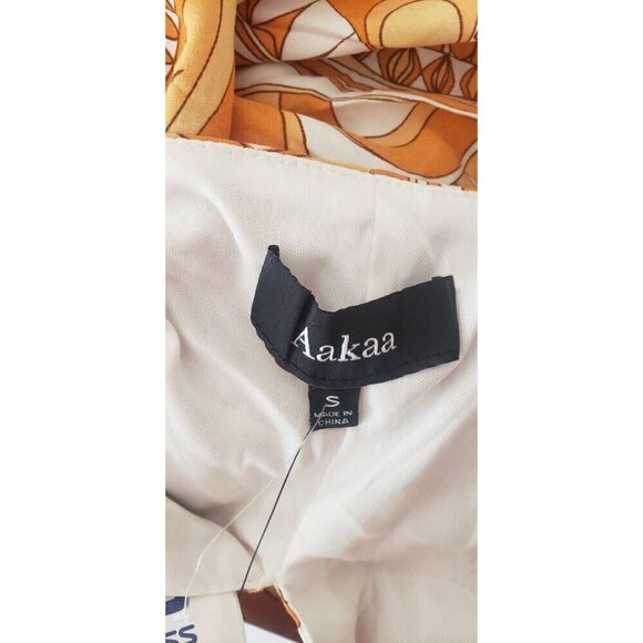 NWT AAKAA CUT OUT LONG SLEEVE ABSTRACT PRINT LONG DRESS SZ SMALL - Picture 7 of 9